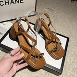 Women's summer chunky toe sandals, black, white, brown, white with temperament toe sandals for