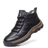 New Men Waterproof Ankle Boots Winter Warm Plush Snow Outdoor Sneaker Work Male Rubber