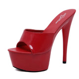 Breakj Patent Leather Drag Heels With Sexy Black Waterproof Platform Hate Day High Heel Sandals Female