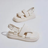 Platform Sandals Woman Summer 2023 Trend Pumps Elegant Medium Heel Women's Shoes Flats Party Chunky Luxury Sandal