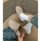 Thick-Soled Slippers, Fat Feet, Large-Size Semi-Slippers, New Retro Lazy Birkenshoes In Spring