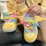 Kawaii Shoes Women Platform Sneakers 2024 Summer Cute Colorful beading Tennis Shoes Harajuku Designer Footwear