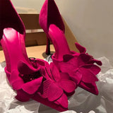 Breakj Red Flowers Decorated High Heels Women's Spring 2023 New Sexy Fashion French Fine Heel Pointed Single