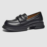 Platforms Women Pumps Spring Summer Working Casual Thick Heels Genuine Leather Loafers Shoes Woman Vintage