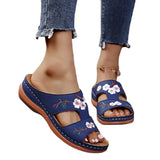 Sandals Comfortable Soft Slippers Women 2023 Embroider Flower Colorful Ethnic Flat Platform Open Toe Outdoor Beach