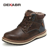 Winter Genuine Leather Ankle Boots High Top Men Casual Shoes Non-slip Super Warm Snow Boots High Quality Fashion