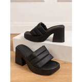 Table Thick Bottom Cool Slippers Women Wear A Word Slippers 2025 New Thick Heel Women's