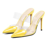 Women Sandals Mixed Colors Transparency Thin Heel Party Femme Shoes Spring Summer Pointed Toe Prom Pumps Designer Shoes
