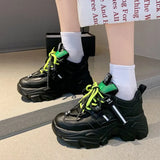 Black Dad Chunky Sneakers Casual Vulcanized Shoes Woman High Platform Sneakers Lace Up White Sneakers Women