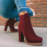 Women Ankle Boots Flock Leopard Slip On Short Boots Women's High Heels Platform Autumn Shoes Ladies Booties Retro Plus