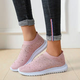 women Fashion Crystal Sneakers Breathable Mesh Slip On Flat Shoes For Women 2023 Outdoor Walking Loafers Zapatos