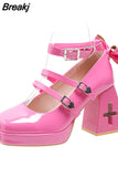 Women Mary Janes Pumps Shoes Brand Design 2023 Spring Gothic Style Lolita Sweet Girl Office Lady High Heels Pumps