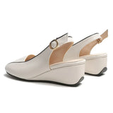 5.5CM Leather Women Shoes Slingbacks Wedges Pump Oxfords Brand Slip on Casual Shoes Moccasins Wild Driving Sandals