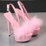 Breakj MAO Hair Hate Day High Nightclub Heel Stiletto 15CM Car Model Sandals Female Runway Steel