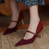 for Woman 2023 Pumps Evening Women's Summer Footwear Bride Pointed Toe on Heeled High Heels Red Casual Chic and Elegant