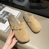 Breakj 2025 Autumn And Winter New Boken Shoes Pedal Casual Thick-Bottomed Fashion Slippers Korean Retro Large-Size Bag Head