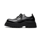 Breakj 2024 New Youth Big Head Round Head British Wind Low Heel Set Foot Work Wear Thick Bottom Shoes