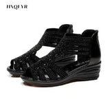 Women Summer New Fashion Women's Sandals 2023 Women's Back Zipper Shoes Rhinestones Fish Mouth Sandals Shoes for