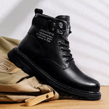 2023 New High Boots Men's High Top British Style Worker Boot High-Ankle Leather Casual Motorcycle Shoes Men's