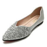 and Autumn 2024 New Pointed Toe Shallow Mouth Flat Shoes Women's Bean Shoes Women's Sequins Single