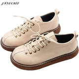 Thick-Soled College British Lace-Up Women Small Leather Shoes Big Head Doll Shoes Literary Retro Platform Flat Women