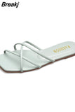 Slippers Women Summer Shoes Casual Flat Bottom Sandals Flip Flops Candy Color Indoor Outdoor Beach Slides Cross