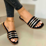 Summer Women 2023 Fashion Comfort Plus Size Slippers Women Sequined Flat Sandals Slippers Sandalias De