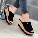 Women Summer Peep Toe Wedges Heeled Sandals Platform Shoes Casual Ladies Outdoor Slippers Beach Shoes Fashion Slides