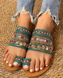 Women Shoe Summer Greek Style Boho Folk-Custom Artisanal Ladies Flat Slippers Casual Breathable Comfortable Beach Women