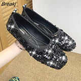 Women Ballet Shoes Leisure Spring Autumn Ballerina Bling Flash Sequins Flats Shoes Princess Shiny Pointed Wedding