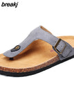 2023 New Summer Women Beach Flip Flops Casual Men Nubuck Leather Non-slip Cork Slippers Slides