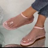 Breakj Head Beach Sandal Women Wear Hollow Out Rhinestone Pedal Breathable Mesh Sandal Women Low Top Sandals