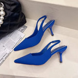 Fashion Spring Slingback Sandals Women Half Wrap Pointy Toe Designer High Heel Shoe Elegant Pleated Pumps Party Dress