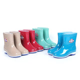 rain women's mid-tube boots, comfortable and stable women's shoes, round-toe rain boots, spring and autumn rain