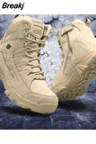 Men Military Boots Men Outdoor Cow Suede Ankle Boots Tactical Combat Boots Work Safty Shoe for Men Casual Waterproof Hiking