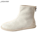 Retro Women Boots Autumn Winter Short Boots Handmade Comfortable Zipper Simple Literature Ankle Boots Casual Flat