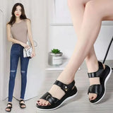 New Summer Women's Leather Sandals Flat Shoes Summer Beach Large Size Fashion and Versatile Temperament Zapatos Para