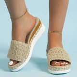 Weaving Wedge Slippers for Women 2023 Summer Thick Sole Platform Sandals Woman Lightweight Non Slip Casual