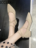 Pointed Shallow Mouth Single Shoes Low Heel Womens Shoes Square Heel High Heels Black Work Shoes