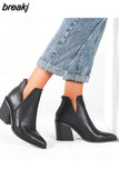 Winter Casual Western Cowboy Ankle Boots Women Snake Cowgirl Booties Short Cossacks Botas High Heels Shoes plus size