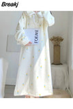 Women Coral Fleece Fruit Print Ins Lovely Ulzzang Home Wear Loose Student Midi Winter Lapel Sweet Girls Hot Sale
