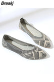Fashion Slip on Mesh Loafers Breathable Stretch Ballet Shallow Flat Elegant Women Soft Bottom Pointed Toe Boat Shoes