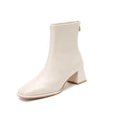 Breakj Boots Women 2025 New Autumn And Winter Korean Version Of The Square Head And Zipper High And Velvet Cylinder Thin Short