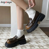 Loafers Woman 2024 British Style Thick Heels Oxfords Shoes Women Slip On College Gothic Shoes Mujer Vintage mary