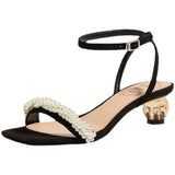 New Black Pearl Sandals Andromeda Style with Stiletto Heels Womens Sandalias De Verano Para