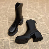 Waterproof Booties Chunky Short Shoes for Women Platform Very High Heels Female Ankle Boots Round Toe Heeled Quality