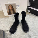Breakj Boots Female 2024 Spring And Autumn New Simple Thin Single Boots Martin Boots Fashion Middle Tube British Style Ankle