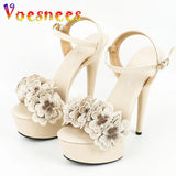 Super High Heels Sandals 15cm Designer Women Buckle Strap Shoes Summer Thick Sole Platform Sandals Club Stripper