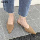 Pointed Toe Single Shoes Summer Women Simple Solid Color Sandals Slippers Small High Heels Thin Heels Woman