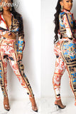 Autumn 2 Piece Sets African Sets For Women Retro Print Loose Long Shirt And Skinny Long Pants Sexy Fall Fashion
